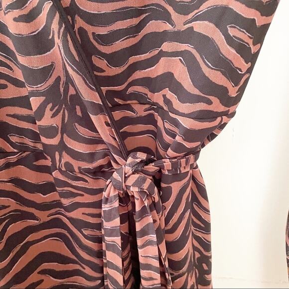 sissy boy brown black zebra print wrap mini dress - Picture 4 of 7